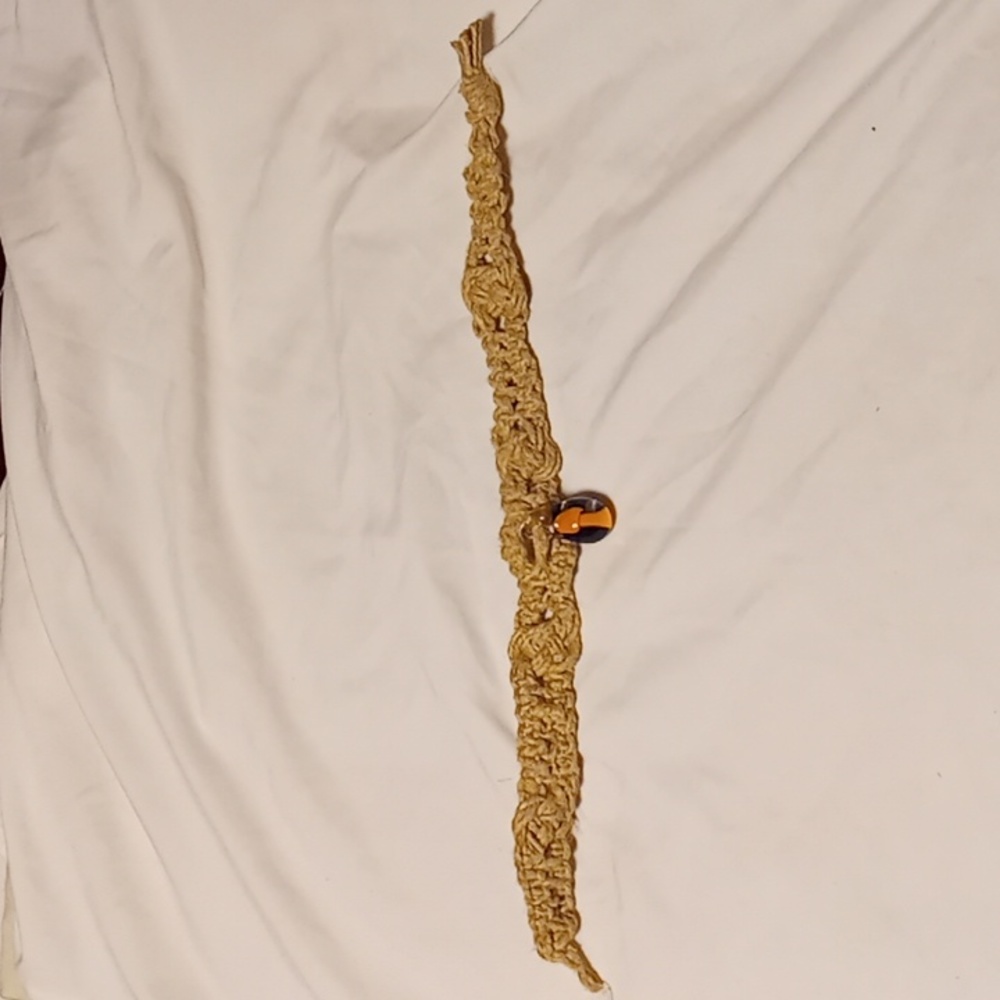 Vintage handmade hemp choker with mushroom glass bead